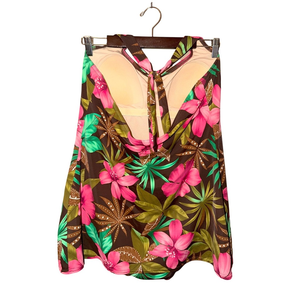 Islander Tropical Floral Swim‎ Dress Size 16 Pink Hawaiian Swimdress - Picture 4 of 11